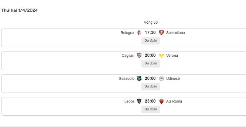 Cập nhật lịch thi đấu Serie A tháng 4 năm 2024 tại 33 WIN
